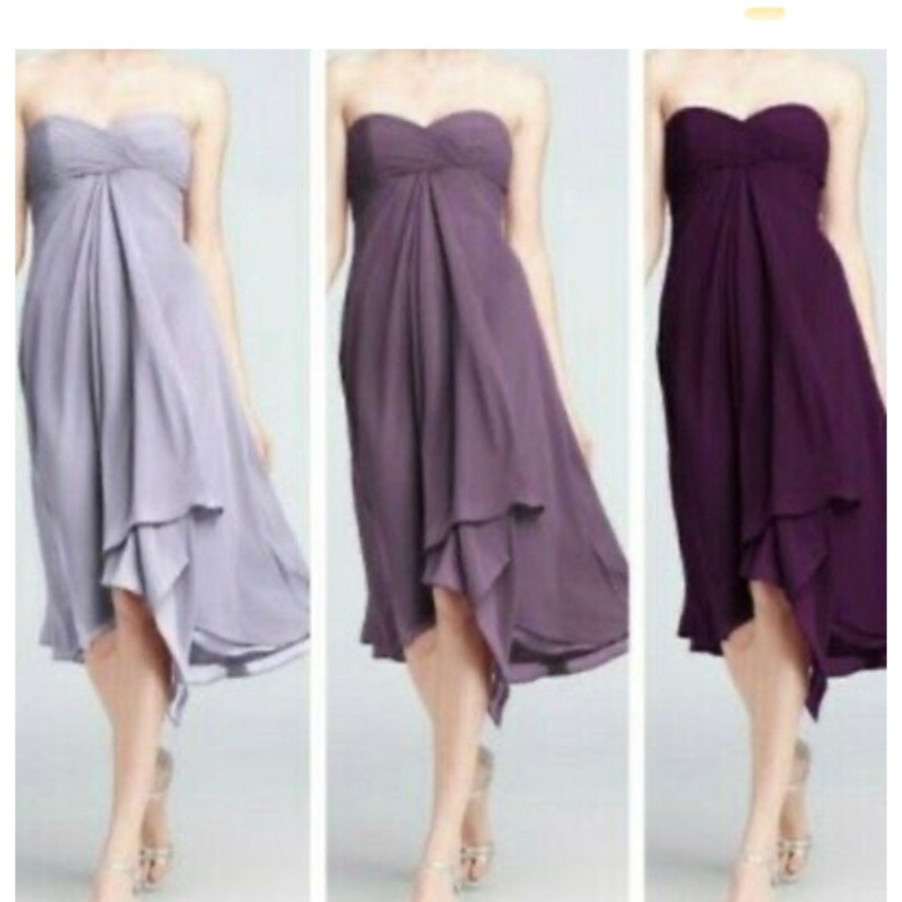 NWT BLK David’s bridal chiffon strapless dress